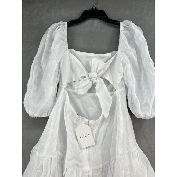 Rumer The Label Mia Mini Dress Size Medium White 100% Linen - Picture 6 of 10